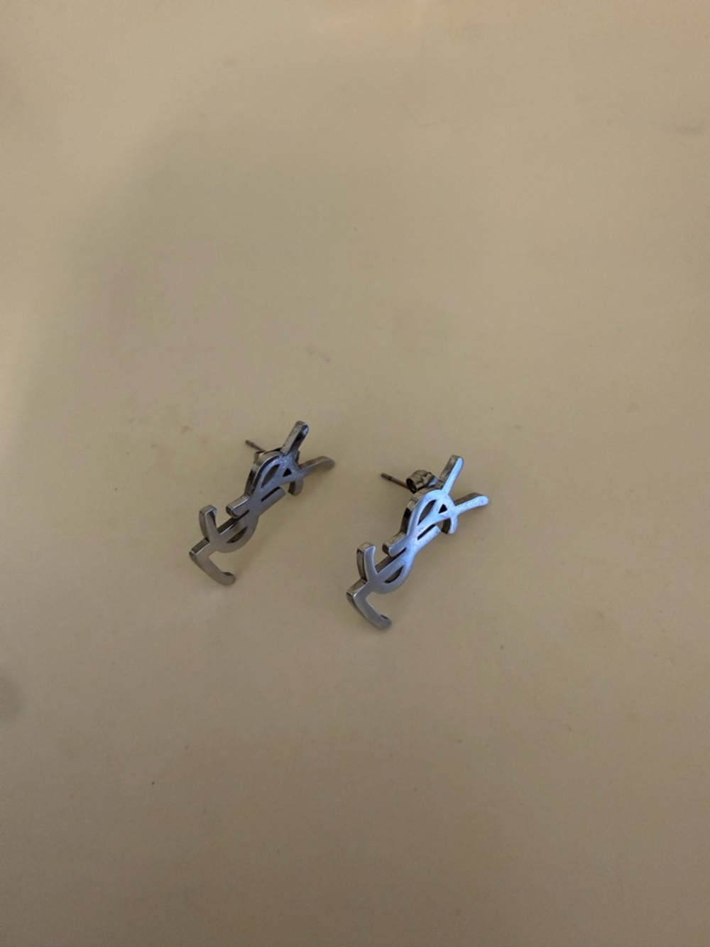 Silver Logo Stud Earrings - Monogram Design